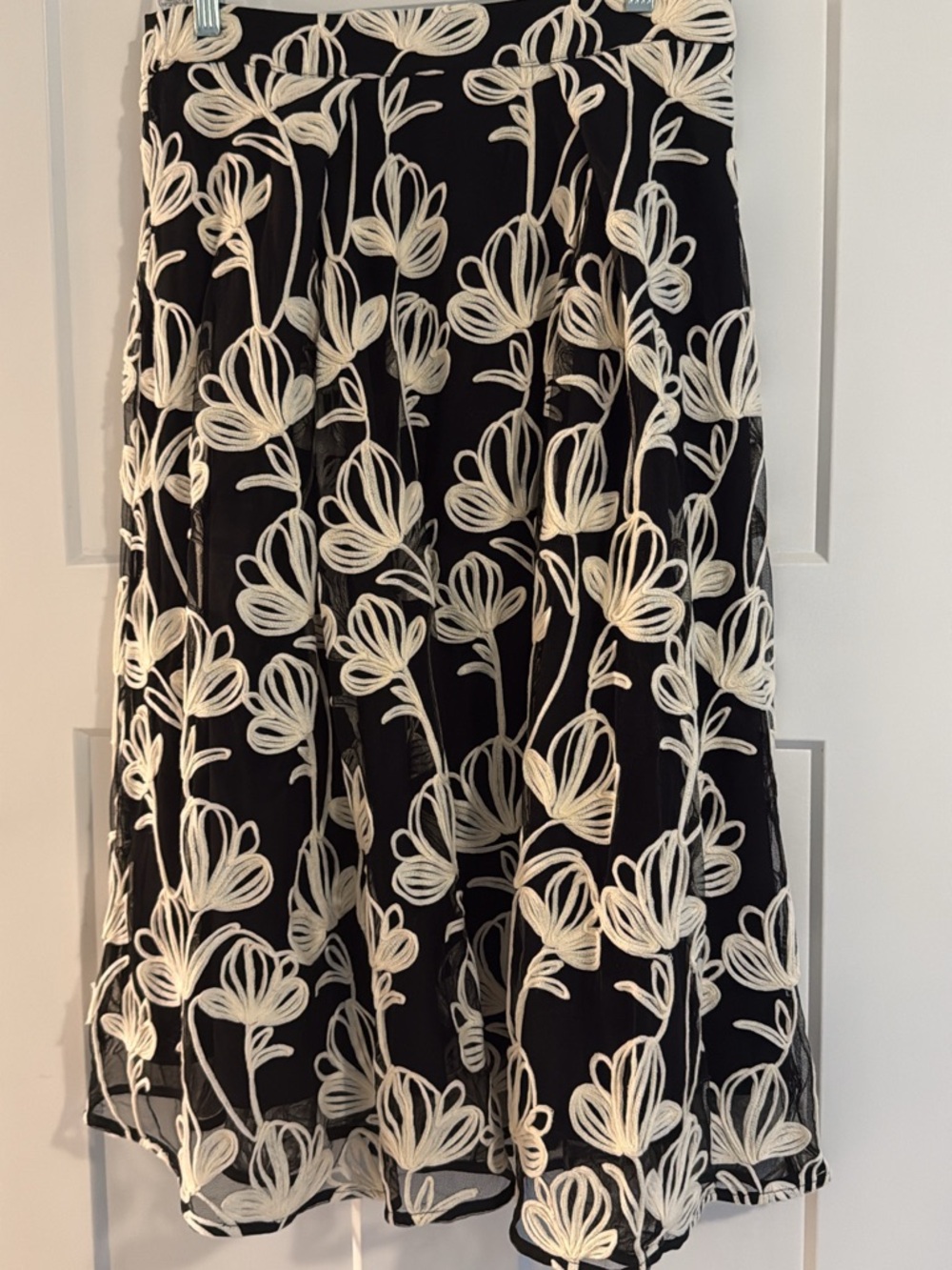 Gigi James Black & Cream Floral A-Line Skirt